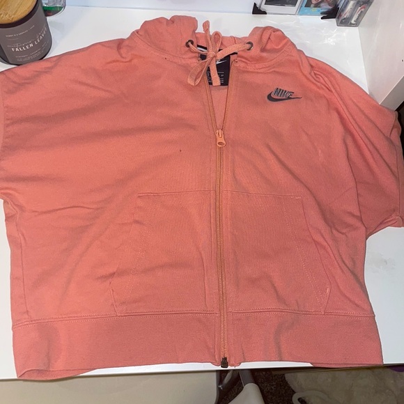 Nike Pink Cropped Zip-Up Hoodie - Picture 3 of 7